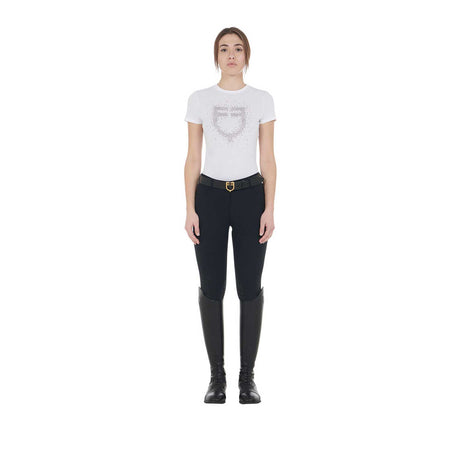 Women's slim fit T-shirt pink rhinestones