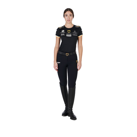 Equestro Women's Technical Fabric Multi Logo T-Shirt #colour_black