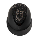 Equestro Matt Helmet With Wide Visor And Rhinestone Logo Homologation En 1384-2023 #colour_black
