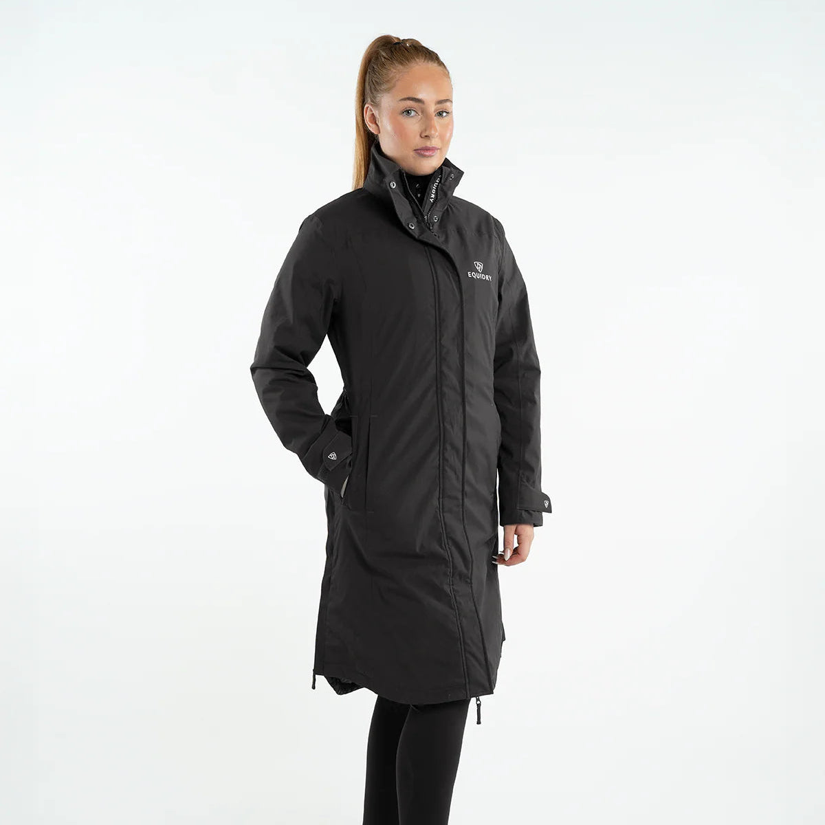 EQUIDRY Women's Bronte Riding Coat with Removable Hood #colour_black