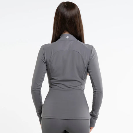 EQUIDRY Women's Water Repellent Zip up Top #colour_grey-white