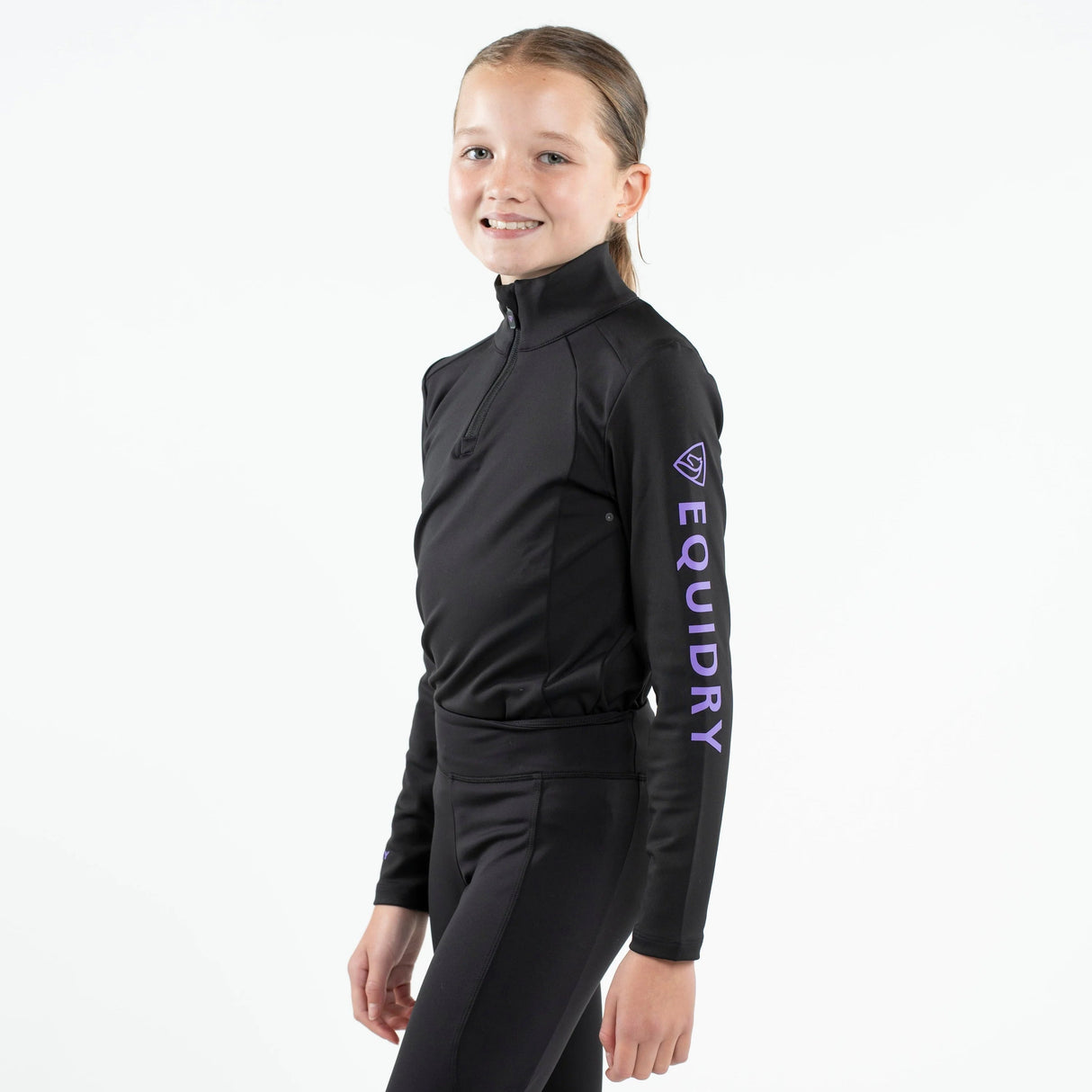EQUIDRY Children's Water Repellent Base Layer #colour_black-lilac