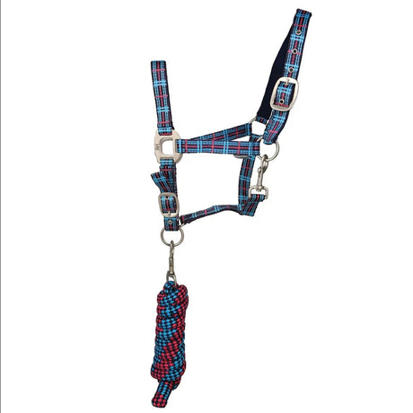 リードロープを備えたHy Tartan Head Collar