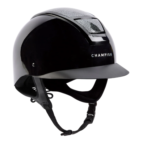 Champion Insight Glitter Round Standard Peak Riding Hat #colour_metallic-black-sparkle-black
