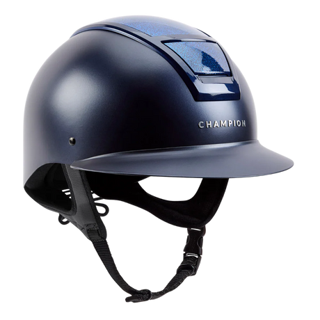 Champion Insight Glitter Round Wide Peak Riding Hat #colour_matt-navy-sparkle-navy