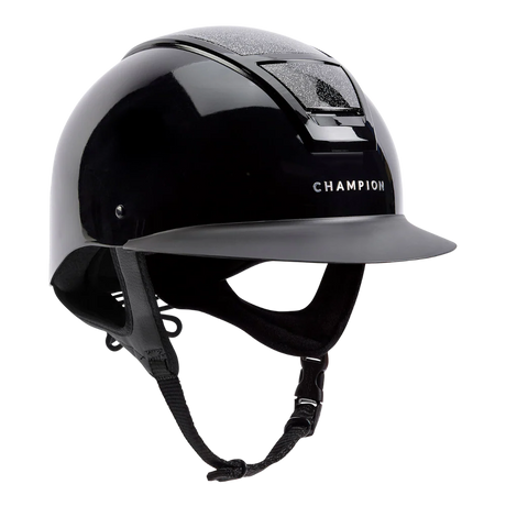 Champion Insight Glitter Round Wide Peak Riding Hat #colour_metallic-black-sparkle-black