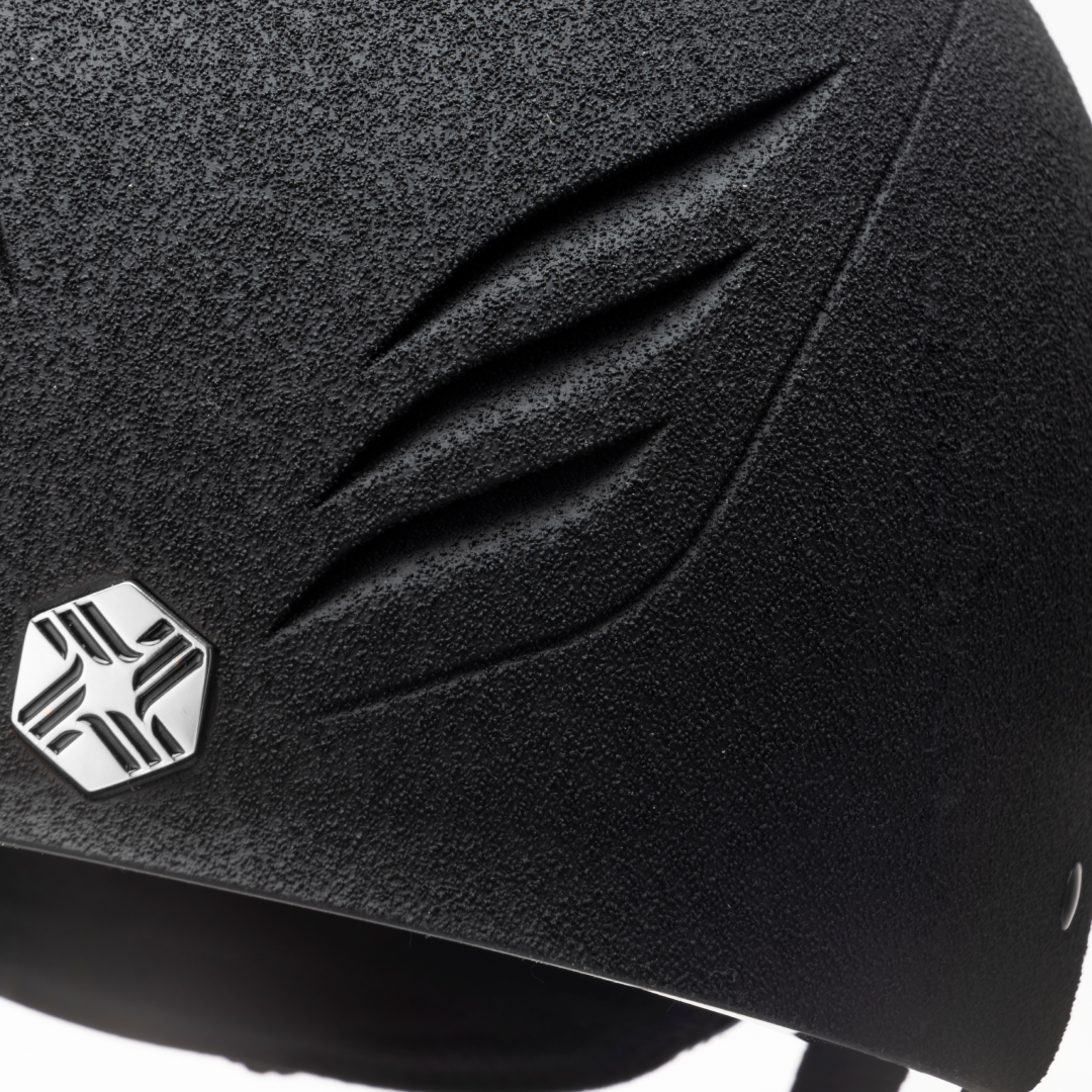 Charles Owen EQx Phoenix with MIPS Jockey Skull Helmet #colour_black-silver