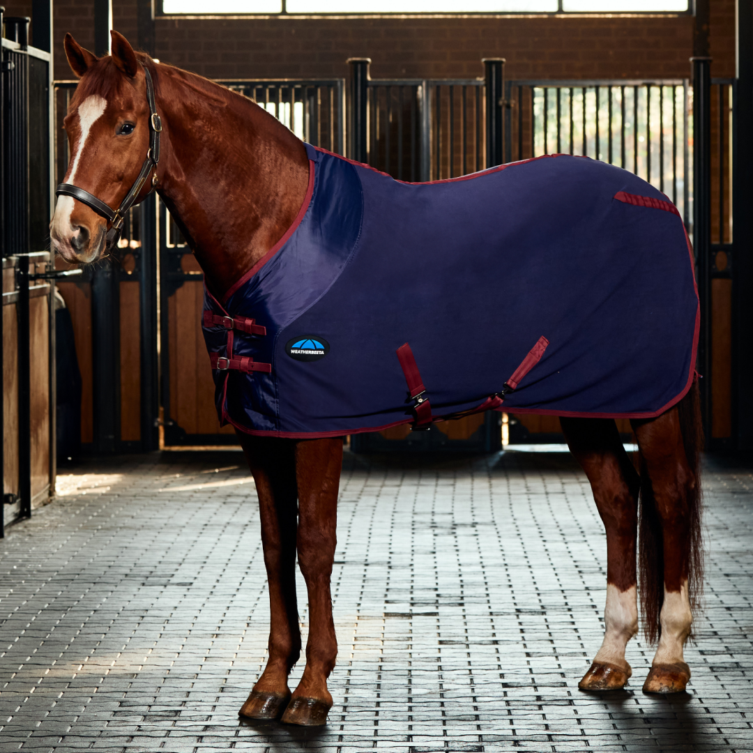 Weatherbeeta Anti-Static Fleece Cooler Standard Neck #colour_navy-burgundy