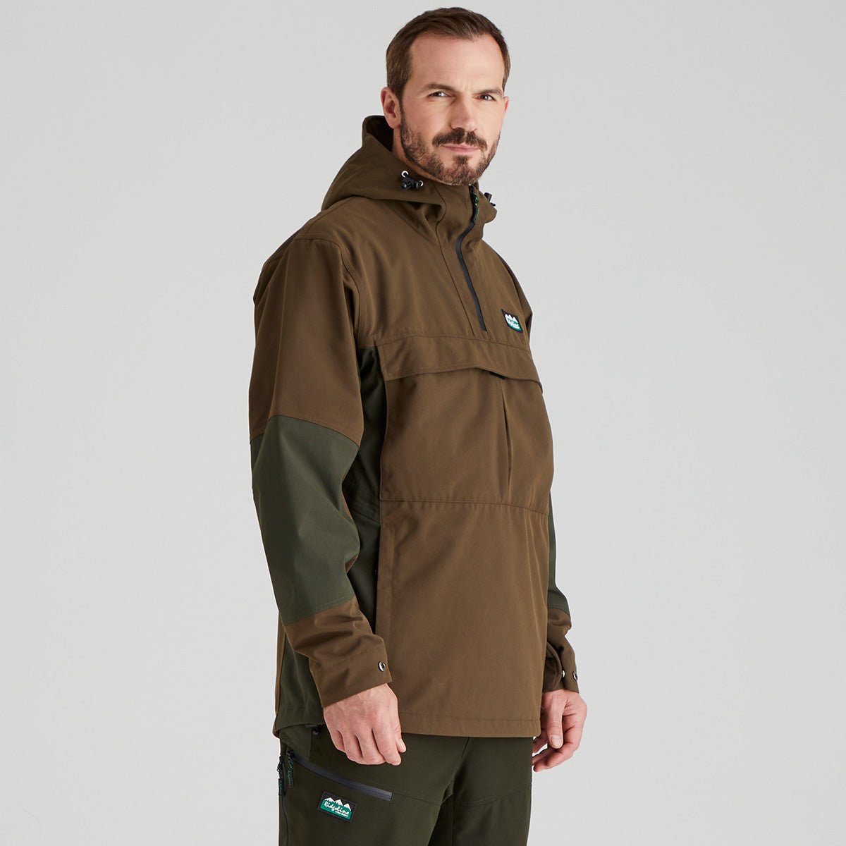 Ridgeline Mens Cambrian Smock #colour_bark-deep-forest