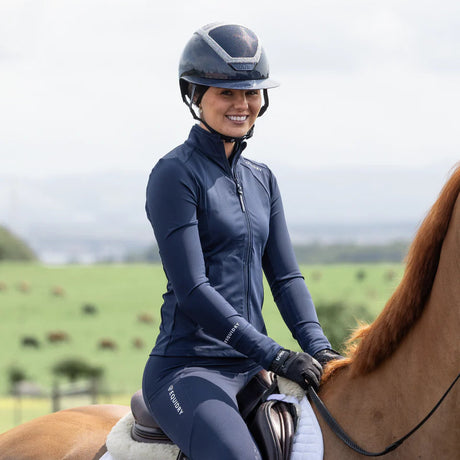 EQUIDRY Women's Water Repellent Zip up Top #colour_navy-white