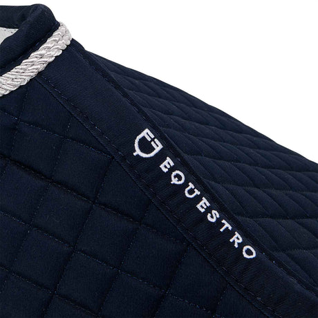 Equestro Shaped Jumping Saddle Pad In Cotton #colour_blue