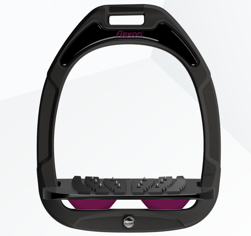 Flex-On Green Composite Inclined Ultra Grip Stirrups - Black/Black/Plum
