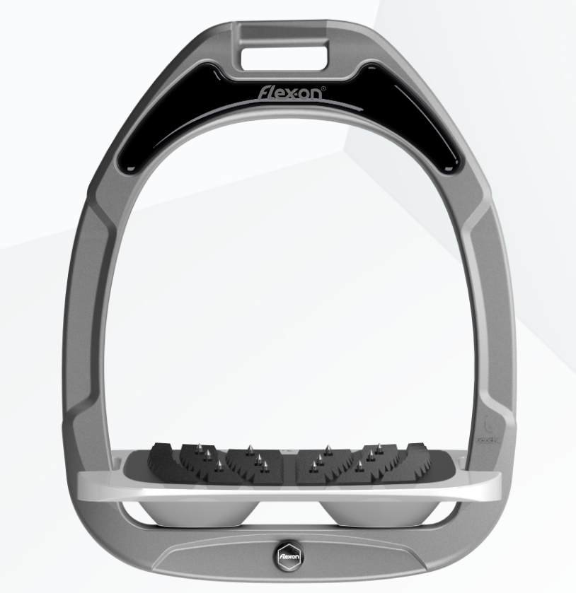 Flex-On Green Composite Inclined Ultra Grip Stirrups - Silver Grey/Grey/Grey