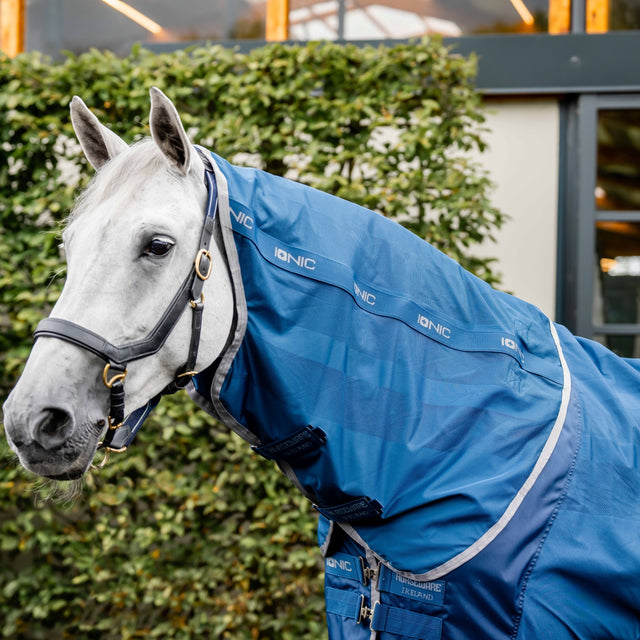 Horseware Ireland Ionic Therapy Mesh Cooler Hood #colour_imperial-blue-silver-navy