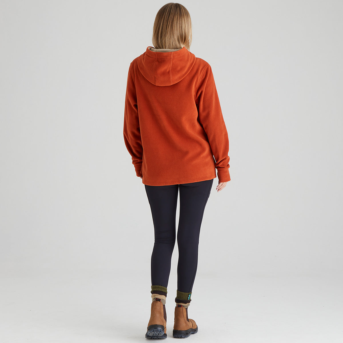 Ridgeline Womens Ballistic Long Sleeved Fleece Hoodie #colour_russet