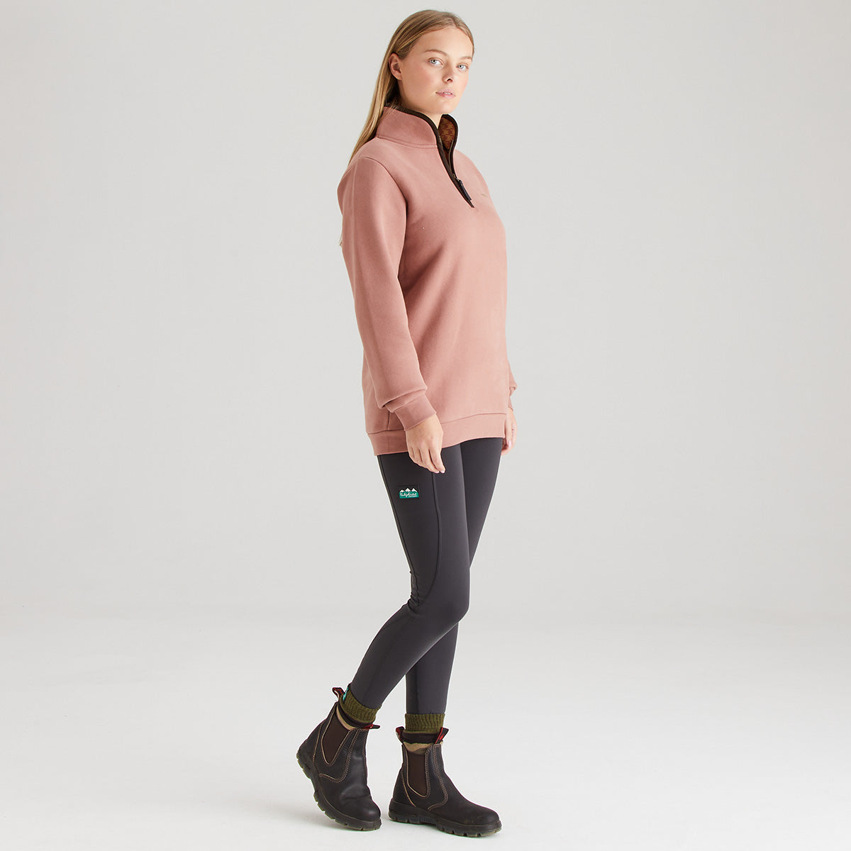 Women's Brancaster 1/4 Zip Top - Dusky Pink