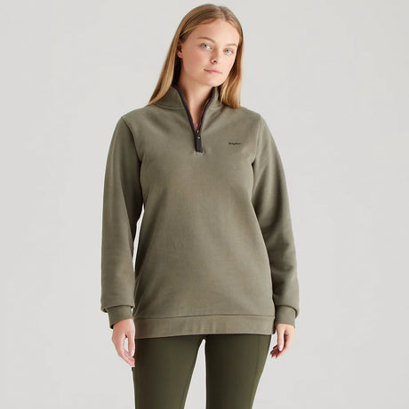 Ridgeline Womens Brancaster 1/4 Zip #colour_smokey-olive