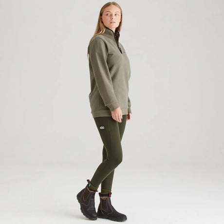 Ridgeline Womens Brancaster 1/4 Zip #colour_smokey-olive