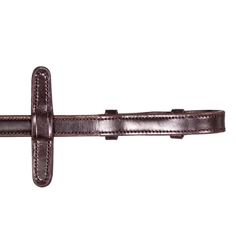 Henry James Small Pimple Hybrid Rubber Reins With Leather Stoppers #colour_havana-brown