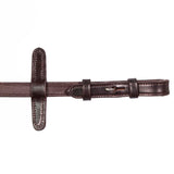 Henry James Smooth Eventer Hybrid Rubber Reins With Leather Stoppers #colour_havana-brown