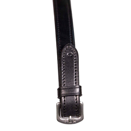 Henry James Smooth Eventer Hybrid Rubber Reins With Leather Stoppers #colour_black