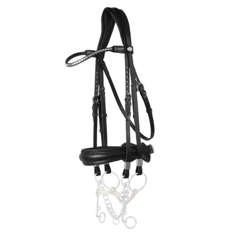 Stubben Switch Magic Tack with Slide/Lock Snaffle Bridle #colour_black-black