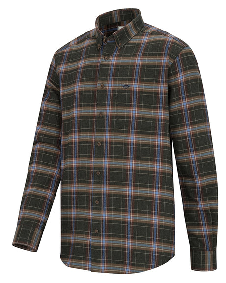 Hoggs of Fife Pitlessie Button Down Flannel Shirt #colour_thyme-cobblestone