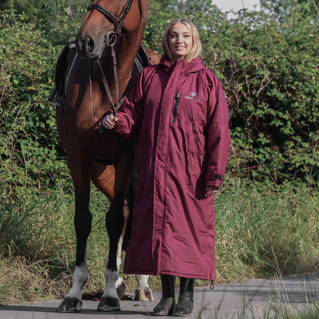 EQUIDRY Women's Thick Fleece Evolution Fixed Hood #colour_plum-navy