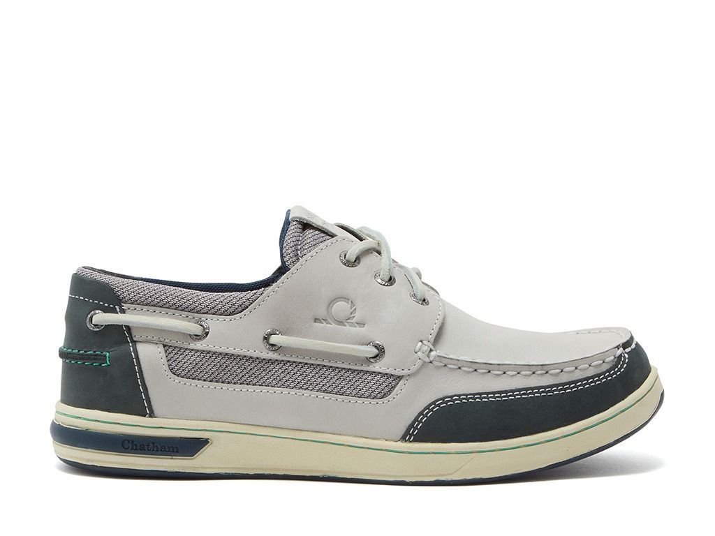Chatham Buton G2 Premium Leather Deck Shoes #colour_off-white-navy