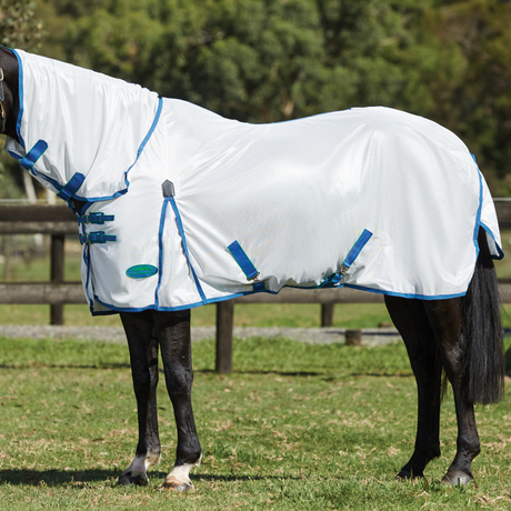 WeatherBeeta ComFiTec Essential Mesh II Combo Neck Fly Rug #colour_white-delft-blue-mint