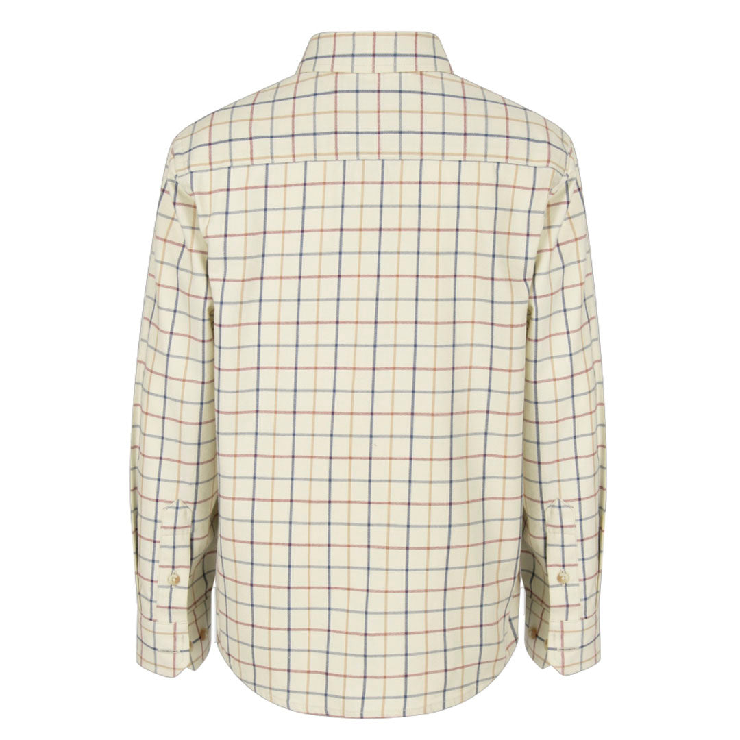 Hoggs of Fife Ambassador Junior Premier Tattersall Shirt #colour_ivory-navy