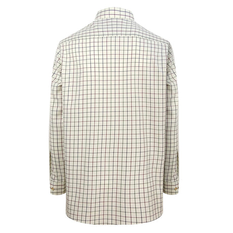 Hoggs of Fife Balmoral Men's Luxury Tattersall Shirt #colour_navy-wine