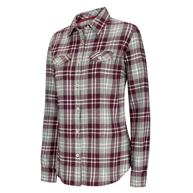 Hoggs of Fife Eilidh Ladies Flannel Shirt #colour_marled-merlot