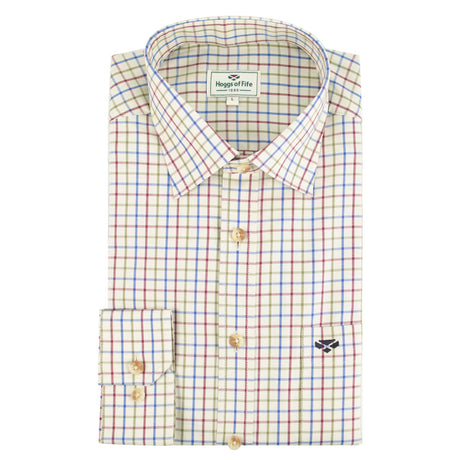 Hoggs of Fife Inverness Men's Cotton Tattersall Shirt #colour_wine-blue-green