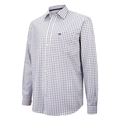 Hoggs of Fife Turnberry Twill Men's Cotton Shirt #colour_white-navy-check