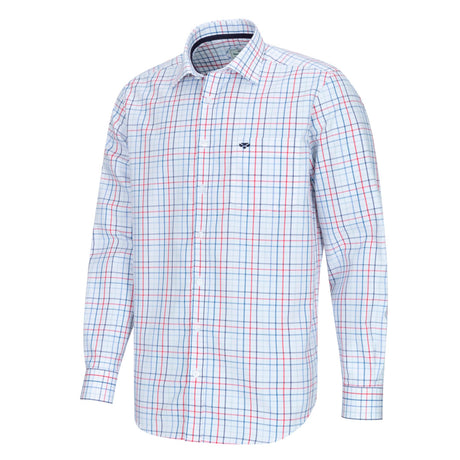 Hoggs of Fife Turnberry Twill Men's Cotton Shirt #colour_white-red-navy