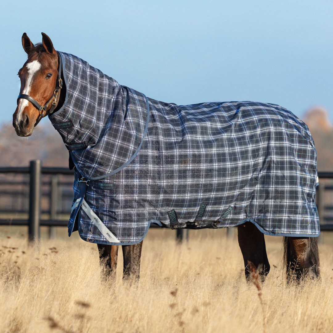 Horseware Ireland Rhino Plus Lite 0g #colour_navy-check-indigo