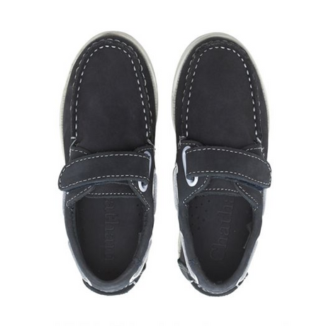Chatham Oliver Kids Velcro Boat Shoes#colour_navy