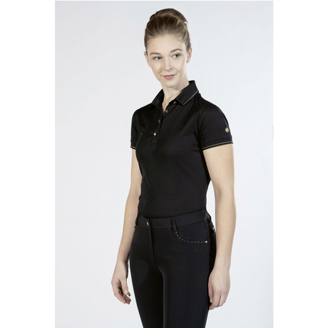 HKM Rosegold Glamour Style Polo Shirt #colour_black-rose-gold