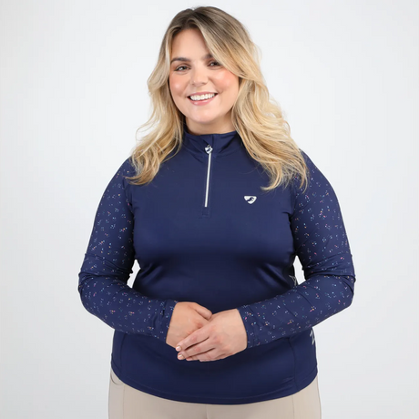 Shires Aubrion Hyde Park Ladies Cross Country Shirt #colour_navy-ditsy