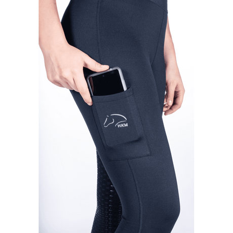 HKM Bella Silicone Full Seat Riding Leggings #colour_deep-blue