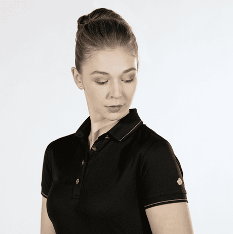 HKM Rosegold Glamour Style Polo Shirt #colour_black-rose-gold